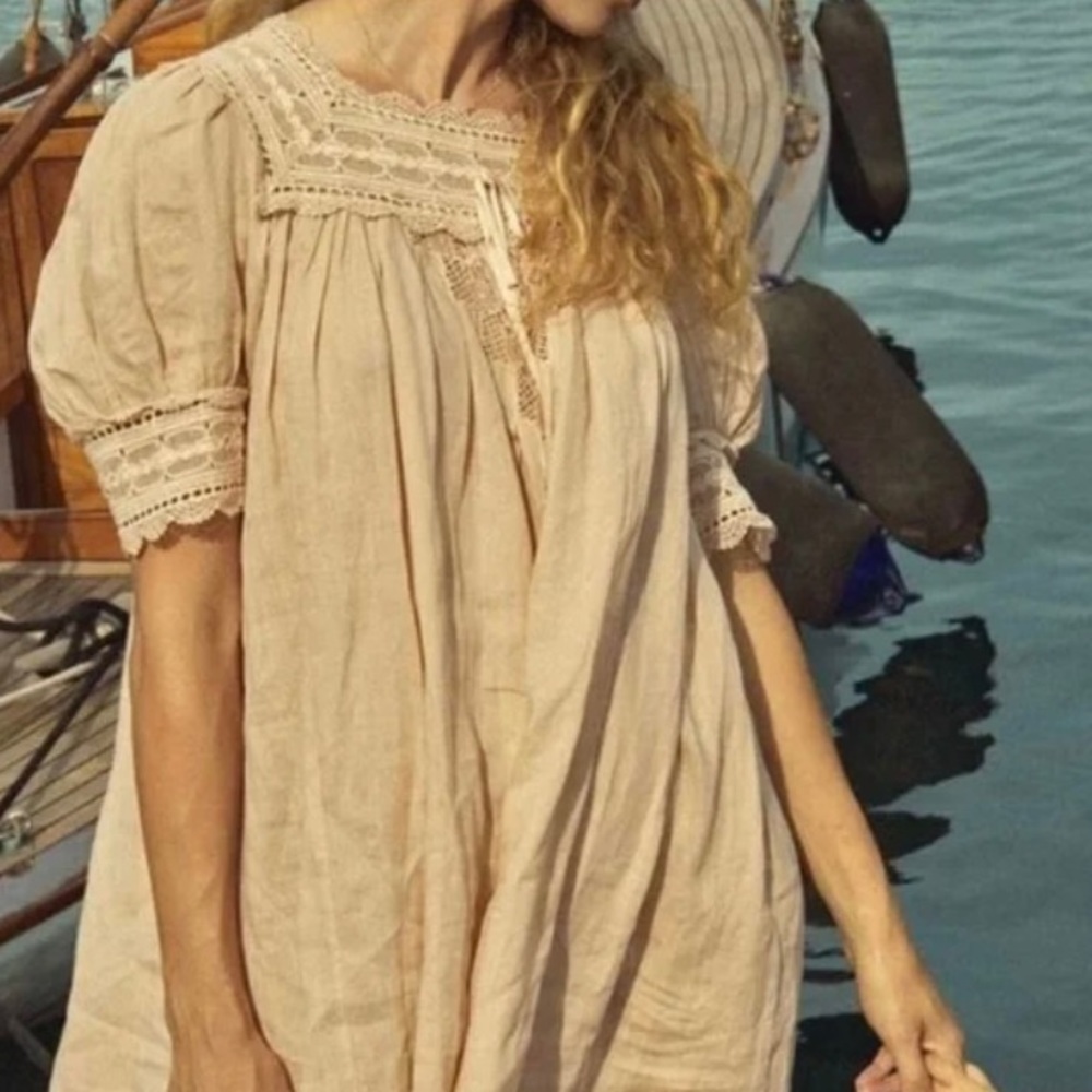 NWT~ DOEN Navan Dress ~ XS~ Nutmilk” (Natural/white)
